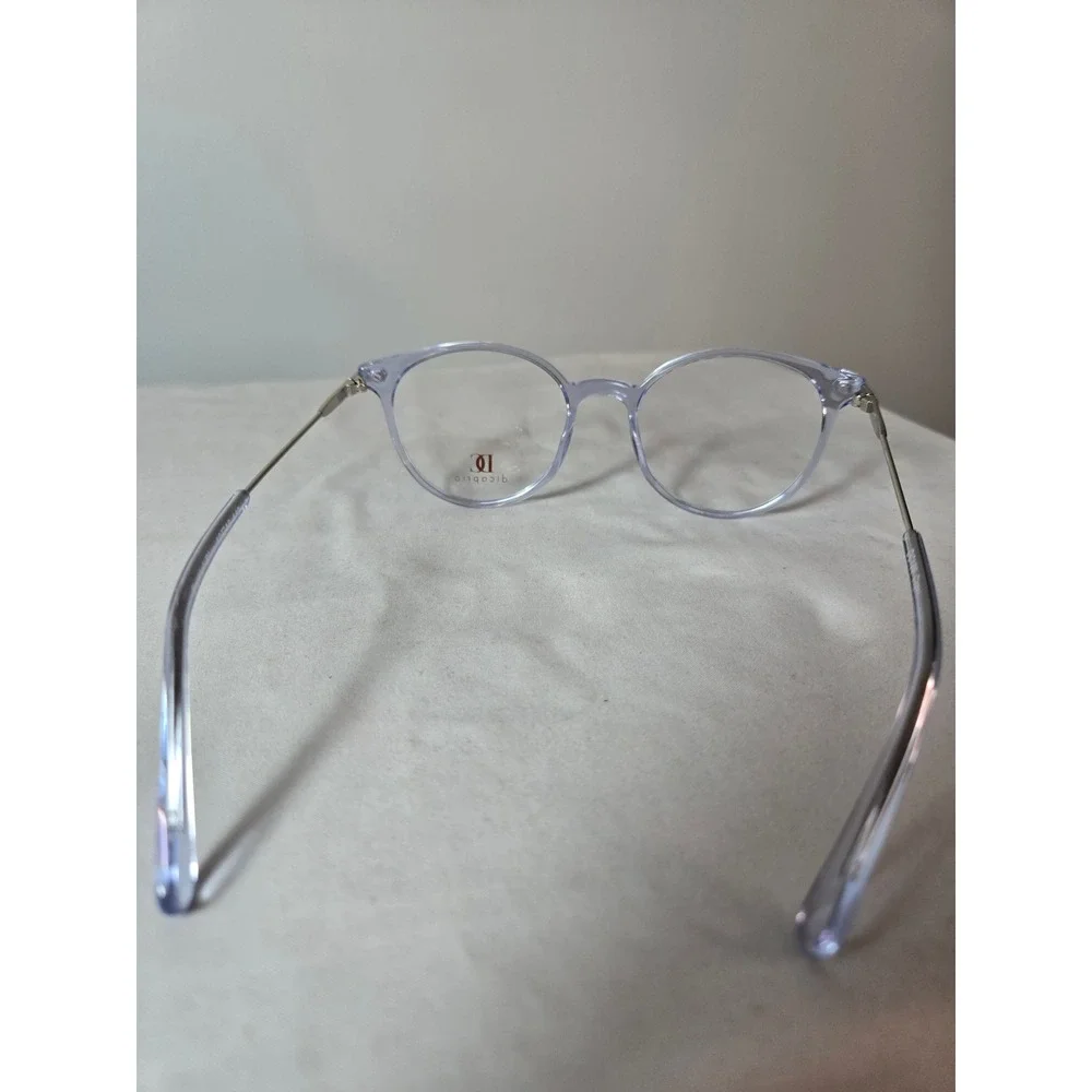 Dicaprio Crystal Blue Round Eyeglass Frames Clear Light Blue Silver 49-18-140
